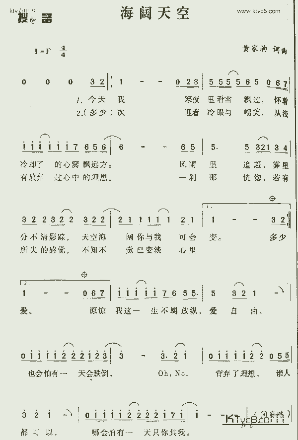 手机版海阔天空谱子简谱beyond海阔天空吉他solo谱